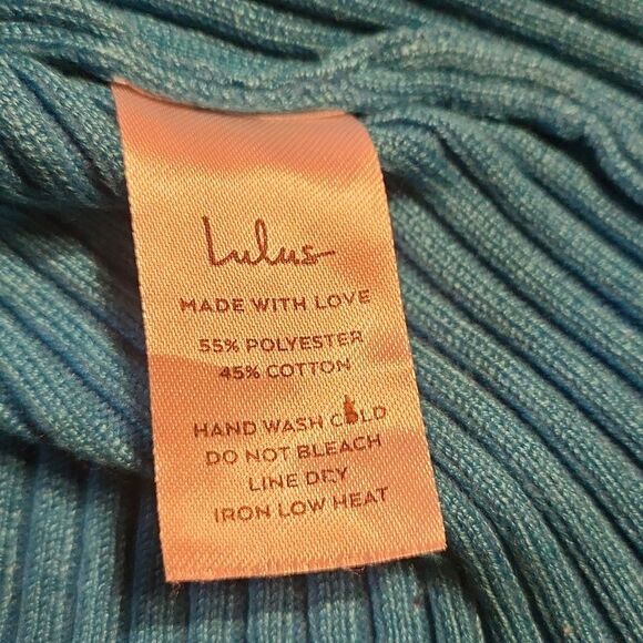 Lulus Good Times Ribbed Knit Tank Top Sleeveless Sweater, Large,  Turquoise Blue - Picture 4 of 8